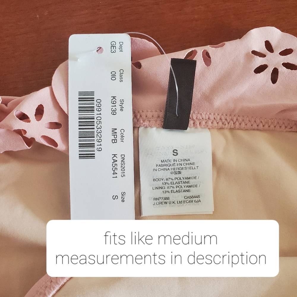 J.Crew scalloped eyelet lowrider bikini bottom, medium, pink - Picture 5 of 10